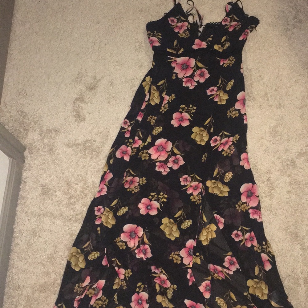 Floral fitted long summer dress